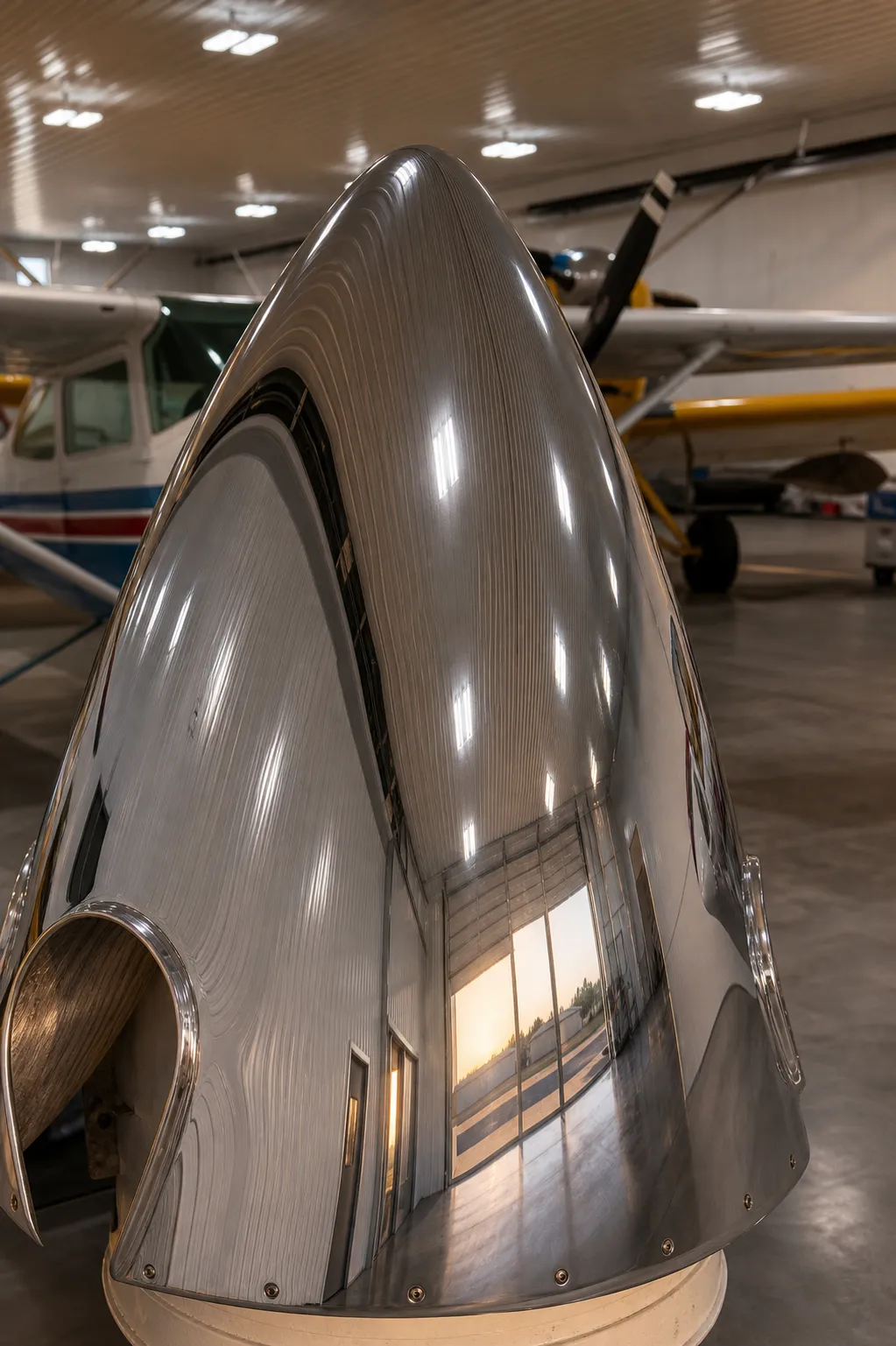 Mirror-polished aluminum cowl
