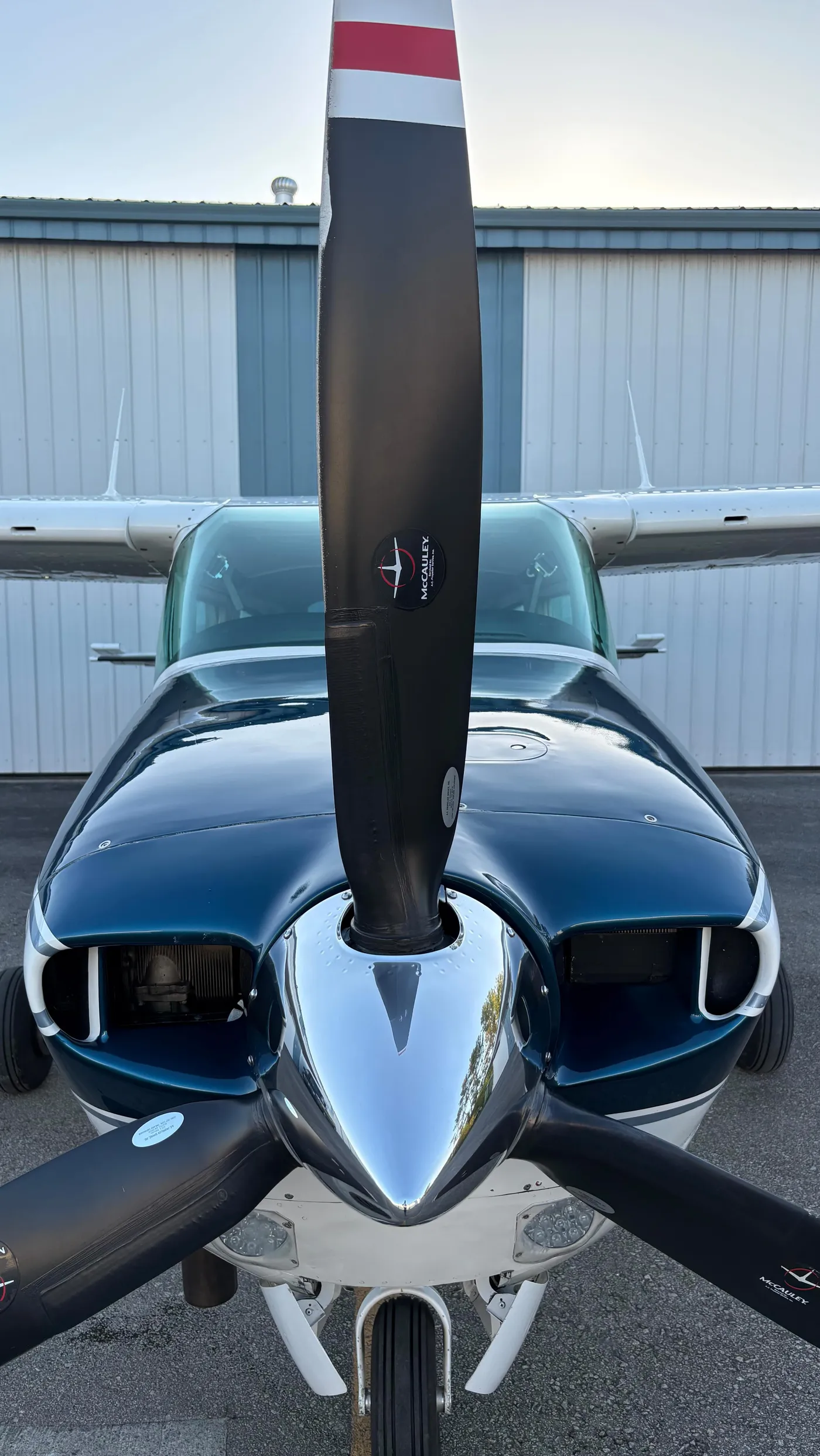 Freshly washed navy nose and polished spinner
